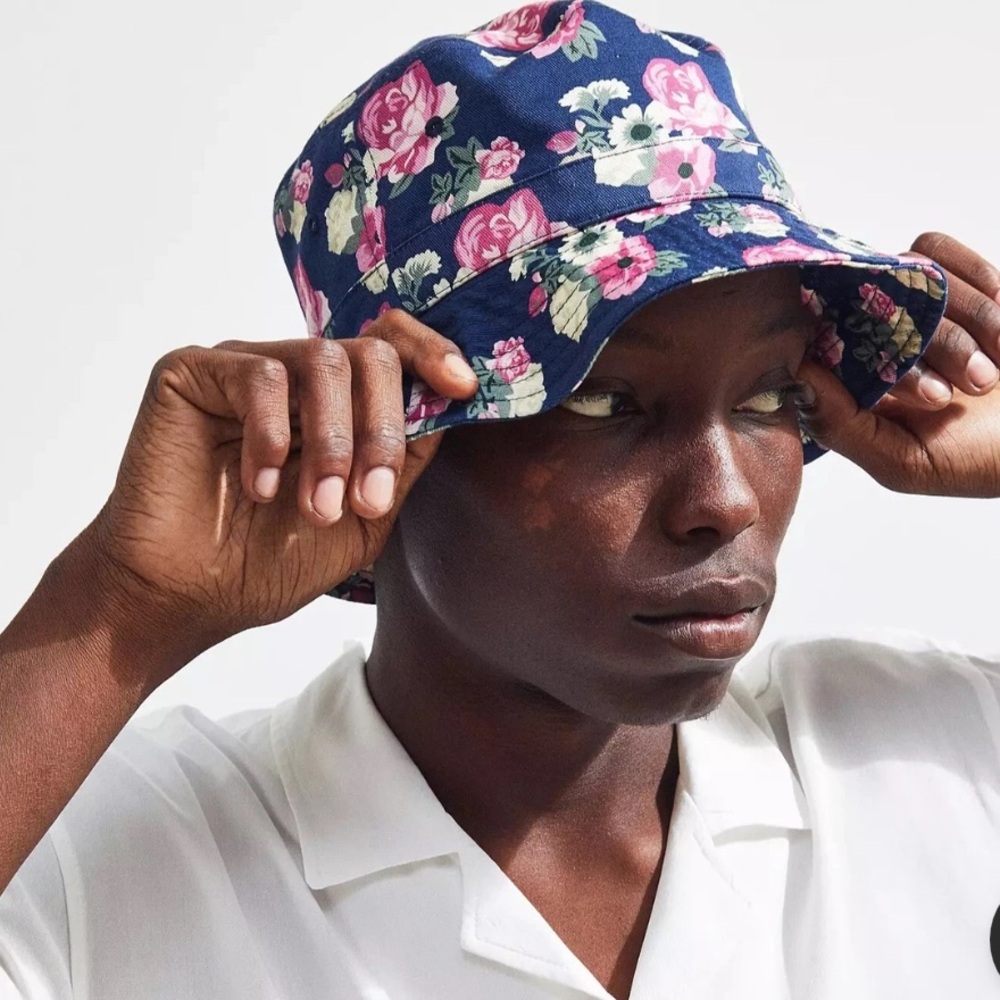 Urban Outfitters Navy Floral Print Bucket Hat